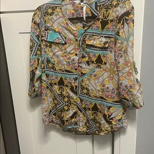 NY Collection Multicolor Button Down Shirt